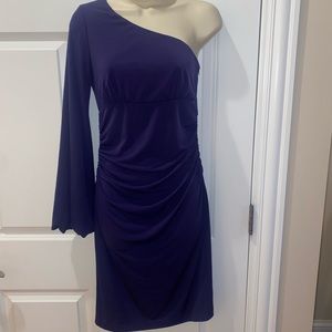 Asymmetric, one shoulder, purple dress